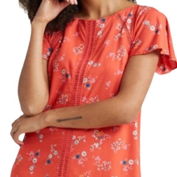 ModCloth Coral Whimsical Wildflowers Shift Dress Size M - Picture 2 of 16